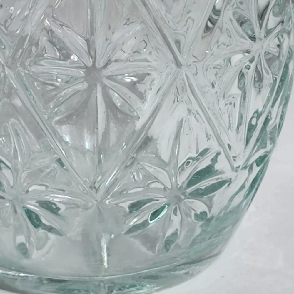 Starburst Daisy In Triangles Cut Glass Decanter With Stopper and Cork Vintage